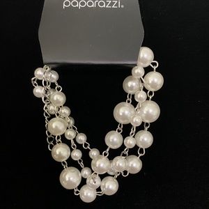 Silver and pearl bead cluster bracelet